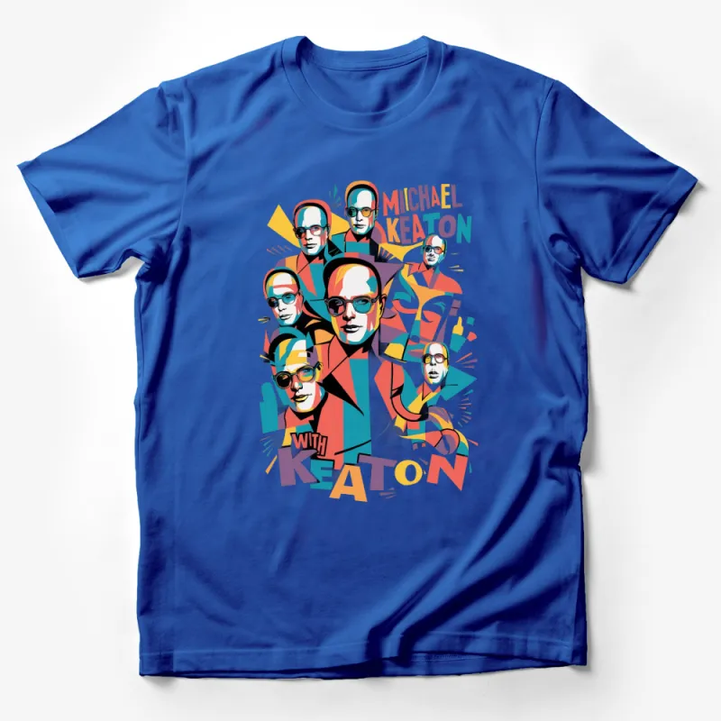 Colorful Michael Keaton Portrait T-Shirt, Retro Pop Art Style Tee, Actor Fashion Tops, Unique Keaton Graphic Male T-Shirt