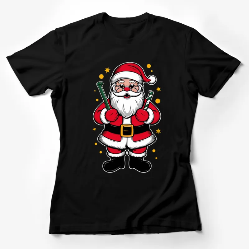 Festive Santa Claus Graphic T-Shirt, Cute Christmas Holiday Shirt, Great Gift for Family Female T-Shirt