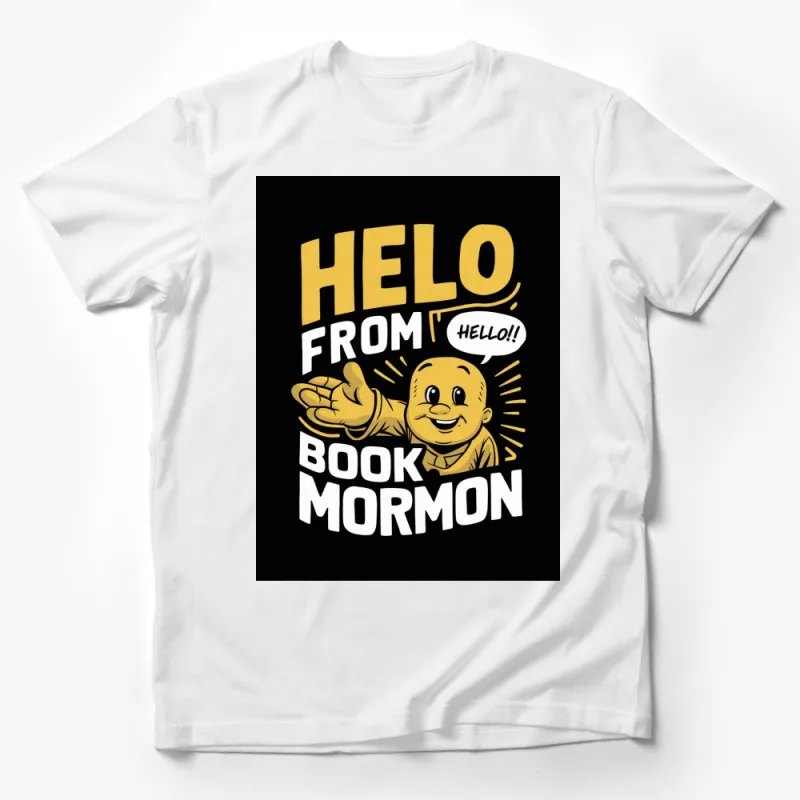 Hello From Book of Mormon Fun Graphic T-Shirt, Cool Typography Design Tee, Unique Black Shirt for All Male T-Shirt