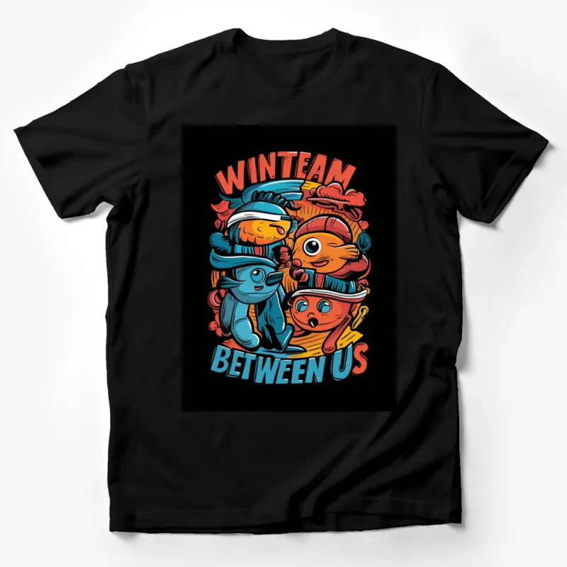 Colorful Winter Team T-Shirt, Cute Cartoon Characters, Family Friendly Apparel, Fun Gift Male T-Shirt