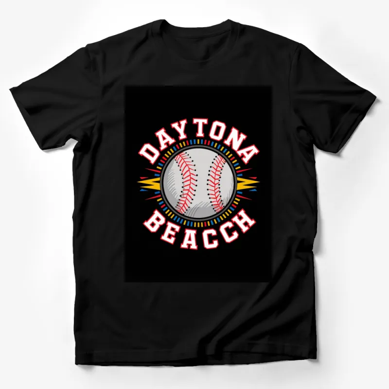 Vintage Daytona Beach Baseball T-Shirt, Retro Style Graphic Tee, Summer Casual Wear Male T-Shirt