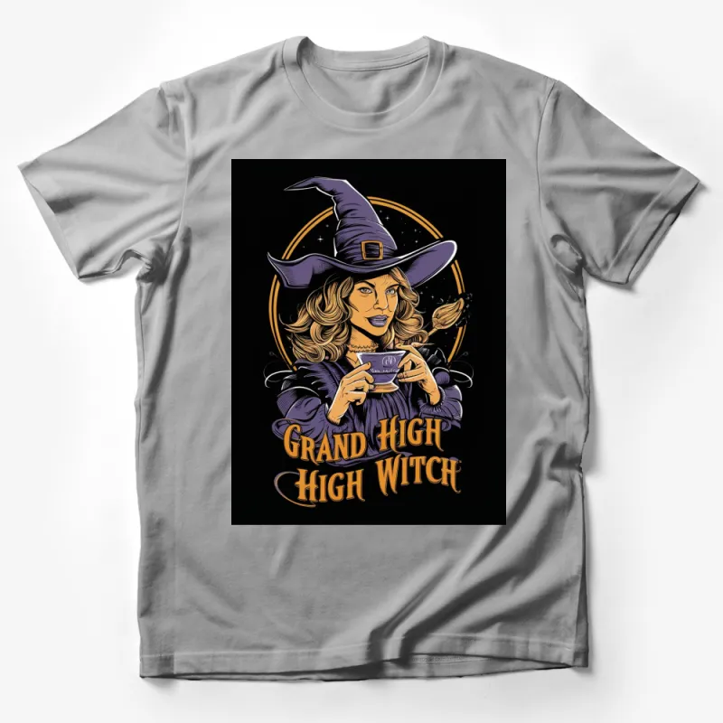 Grand High Witch Graphic T-Shirt, Vintage Witchcraft Tee, Halloween Witch Shirt, Magical Fantasy Apparel Male T-Shirt