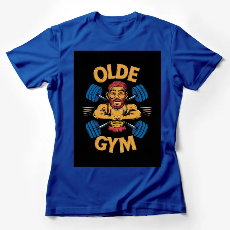 Vintage Muscle Man Gym T-Shirt, Olde Gym Retro Fitness Graphic Tee, Bodybuilding Workout Shirt Female T-Shirt