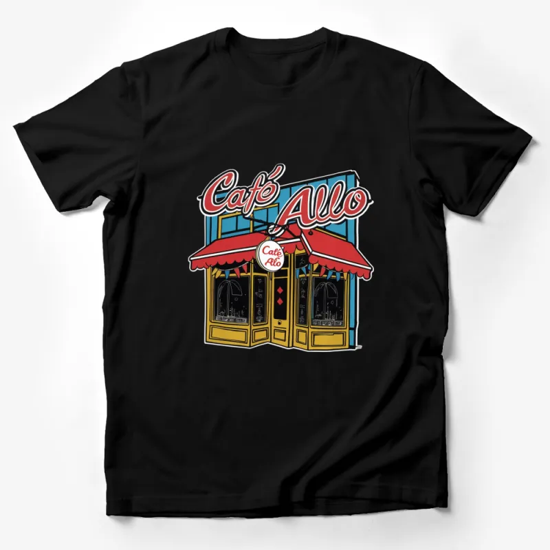 Vintage Cafe Allo T-Shirt, Retro Coffee Shop Graphic Tee, Urban Chic Fashion, Unisex Clothing Male T-Shirt