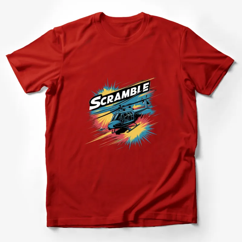 Vintage Helicopter Scramble Graphic T-Shirt, Retro Helicopter Design Tee, Gift for Pilots and Aviators Male T-Shirt