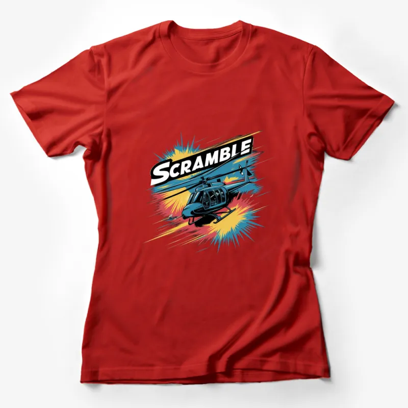 Vintage Helicopter Scramble Graphic T-Shirt, Retro Helicopter Design Tee, Gift for Pilots and Aviators Female T-Shirt