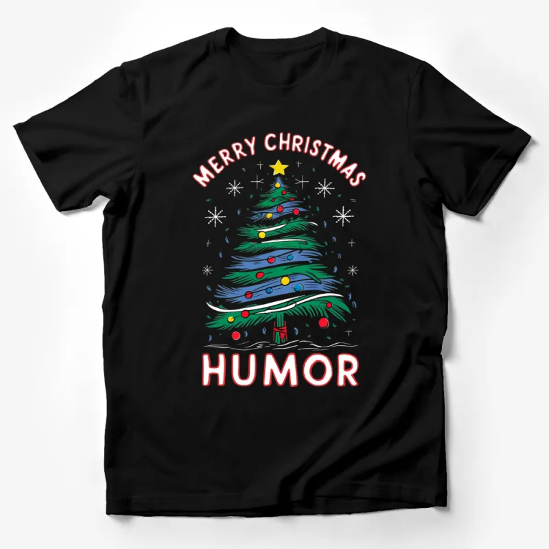 Merry Christmas Humor T-Shirt, Funny Christmas Tree with Lights, Holiday Festive Apparel, Unisex Tee Male T-Shirt