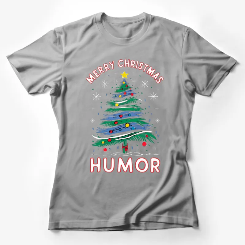 Merry Christmas Humor T-Shirt, Funny Christmas Tree with Lights, Holiday Festive Apparel, Unisex Tee Female T-Shirt