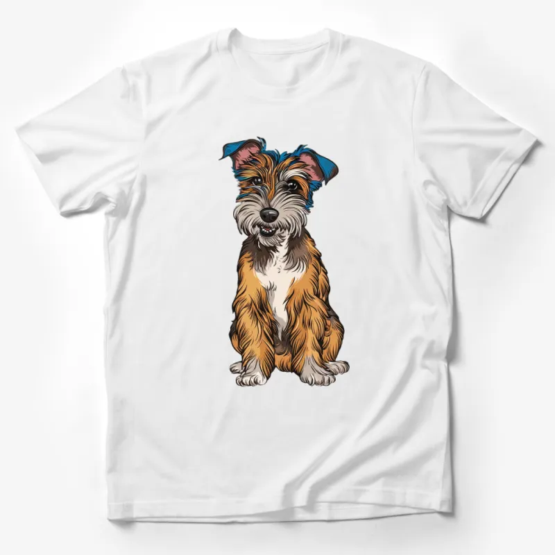 Cute Cartoon Terrier Dog T-Shirt, Colorful Pet Design, Unisex Graphic Tee for Dog Lovers Male T-Shirt