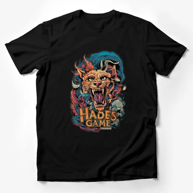 Hades Game Cerberus T-Shirt, Colorful Mythical Lion Graphic Tee, Unique Fantasy Art Shirt, Unisex Apparel Male T-Shirt