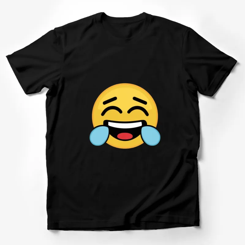 Laughing Emoji T-Shirt, Funny Face Emoji Graphic Tee, Unisex Casual Wear Male T-Shirt