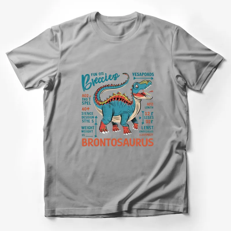 Brontosaurus Dinosaur Graphic T-Shirt, Fun Vintage Style Kids and Adults Tee Male T-Shirt