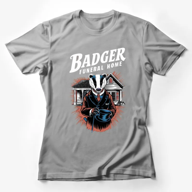 Badger Funeral Home Unique Graphic Tee, Vintage Style Animal Print Shirt, Unisex Fashion Top Female T-Shirt