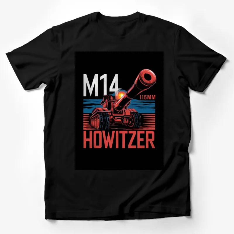 Vintage M14 Howitzer Cannon Art T-Shirt, Military History Tee, War Memorabilia Collector Shirt Male T-Shirt