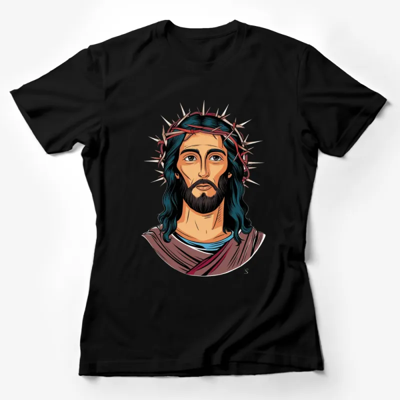 Jesus Christ Portrait T-Shirt, Religious Inspirational Graphic Tee, Christian Faith Shirt, Unisex Clothing Gift Female T-Shirt