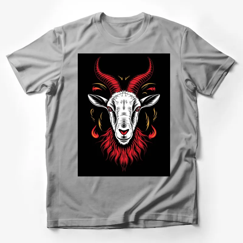 Fiery Red Goat Graphic T-Shirt, Bold Flame Art, Unique Animal Design - Unisex Tee Male T-Shirt