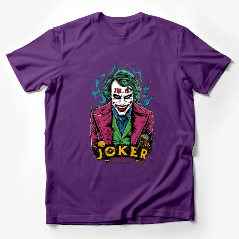 Joker Inspired Graphic T-Shirt, Colorful Movie Character Art, Unique Villain Design Tee, Gift for Movie Fans Male T-Shirt