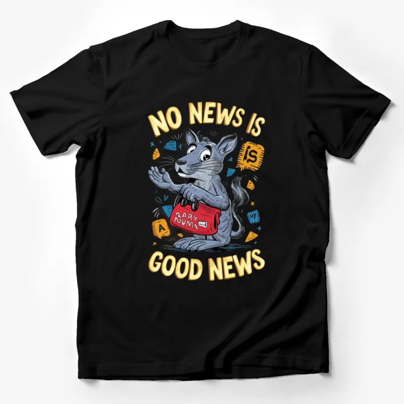 No News Is Good News Kangaroo Cartoon T-Shirt, Funny Animal Graphic Tee, Unisex Clothing Gift Male T-Shirt