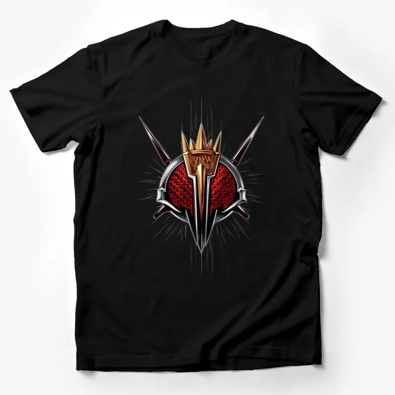 Men's Graphic T-Shirt, Cool Red and Black Emblem Design, Stylish Casual Wear Male T-Shirt