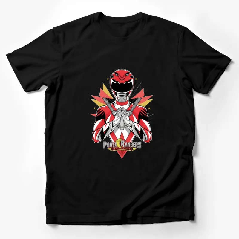 Red Power Ranger Rescue Graphic T-Shirt, Vintage Superhero Tee, Bold Retro Design, Unisex Adult and Kids Sizes Male T-Shirt