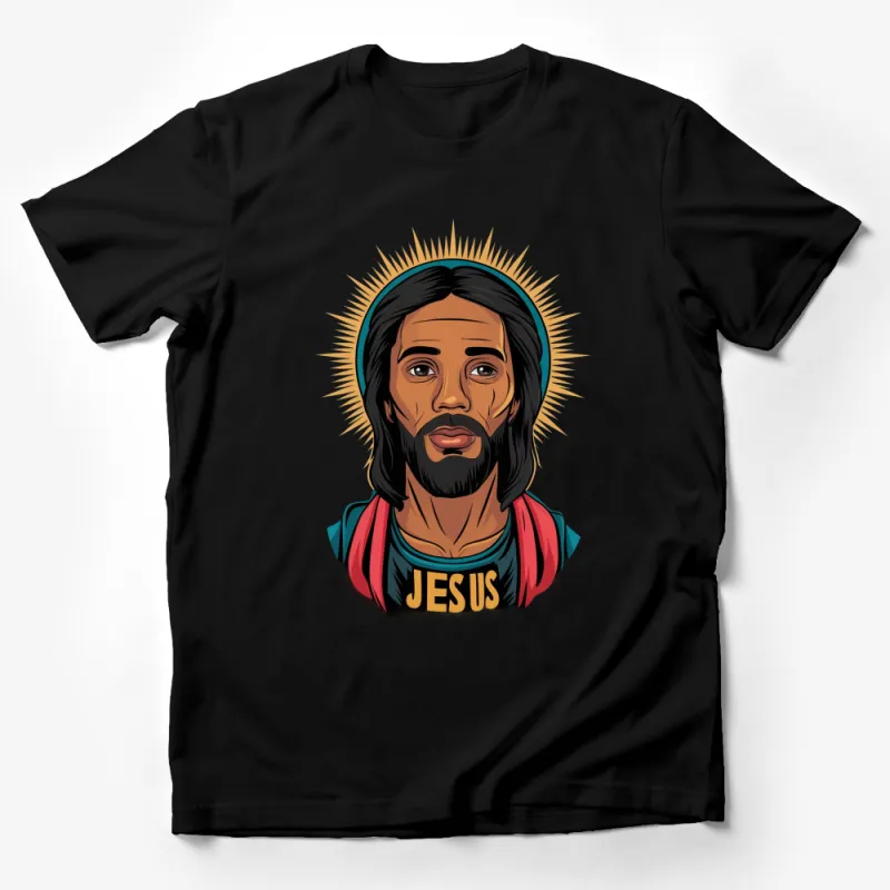 Jesus Graphic T-Shirt, Religious Christian Art Tee, Inspirational Faith Based Apparel, Spiritual Gift Male T-Shirt