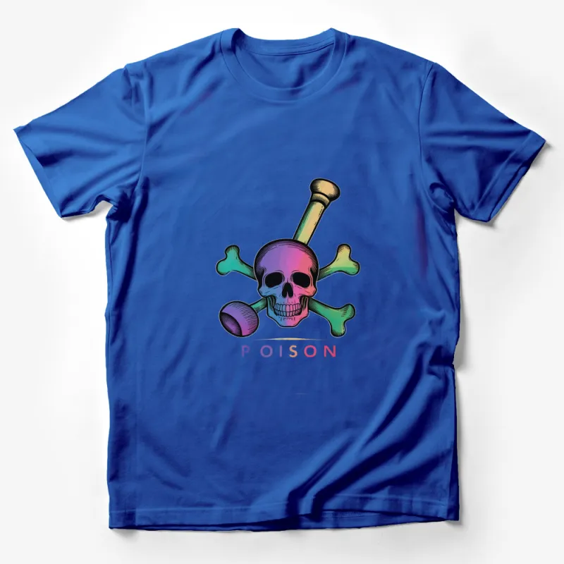 Vibrant Poison Skull and Crossbones T-Shirt, Colorful Unisex Graphic Tee, Unique Bold Skeleton Design Shirt Male T-Shirt