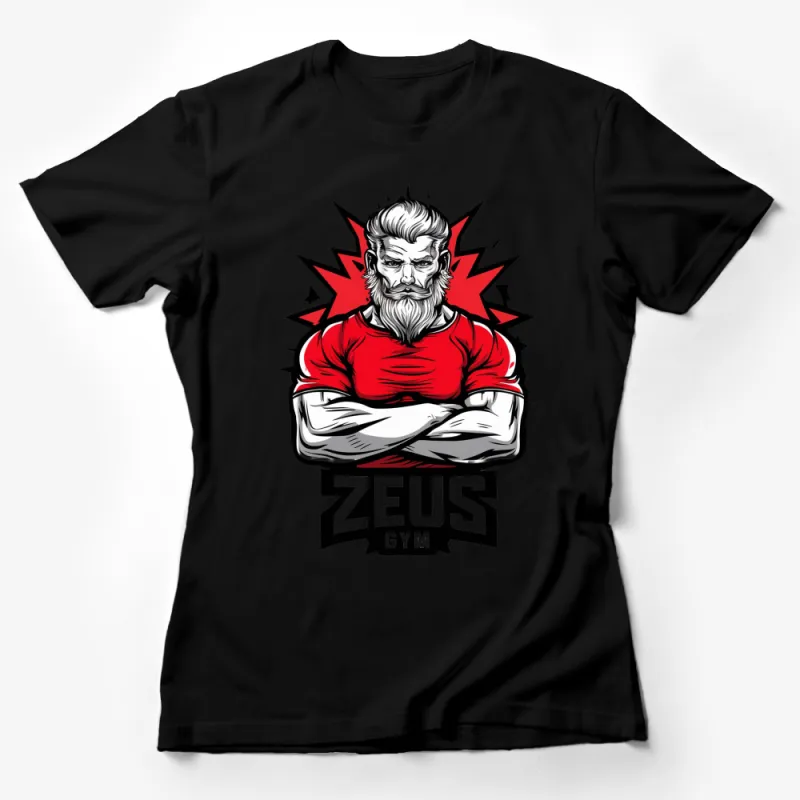 Zeus Gym Bold Graphic T-Shirt, Red Gym Wear, Fitness Motivation Mens Top Female T-Shirt