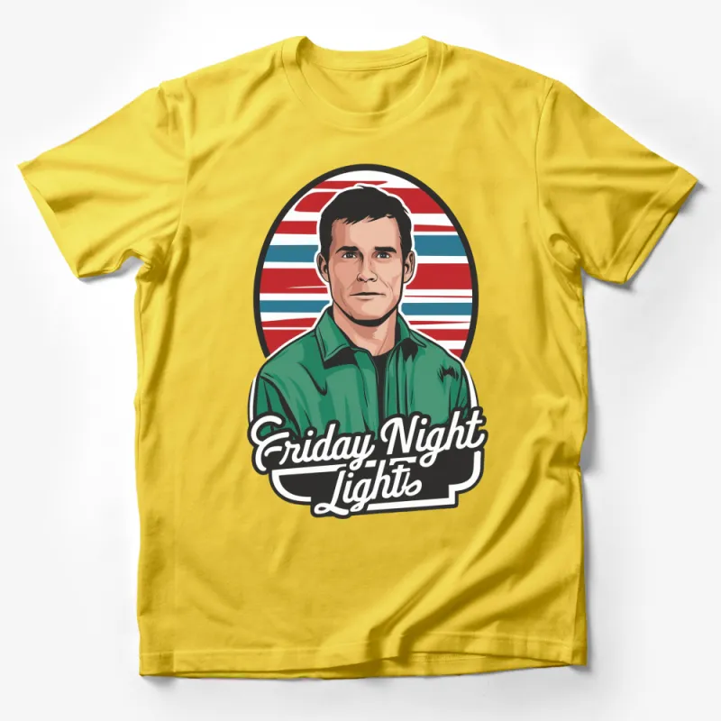 Friday Night Lights TV Show T-Shirt, Vintage Coach Portrait, Patriotic Background Male T-Shirt