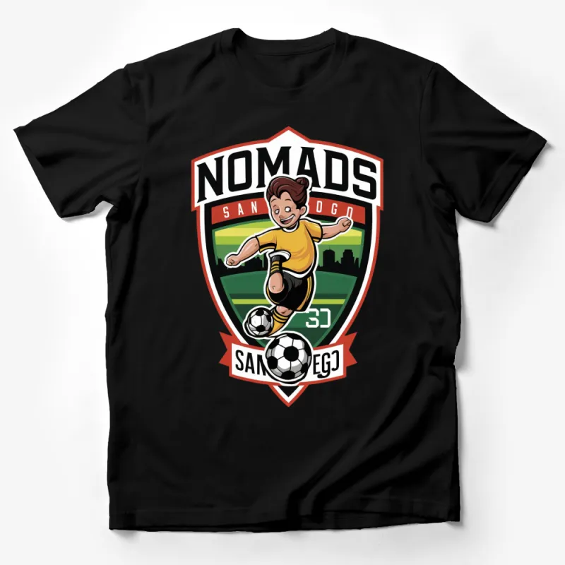 Nomads San Diego Soccer Team Graphic T-Shirt, Vibrant Sports Emblem Tee, Unisex Casual Wear Male T-Shirt