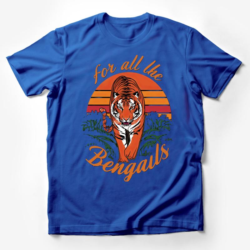 Tiger Graphic T-Shirt, Vintage Sunset Stripes Bengal Tee, Unisex Wildlife Lover Shirt, Casual Cool Animal Top, For All The Bengals Tee Male T-Shirt