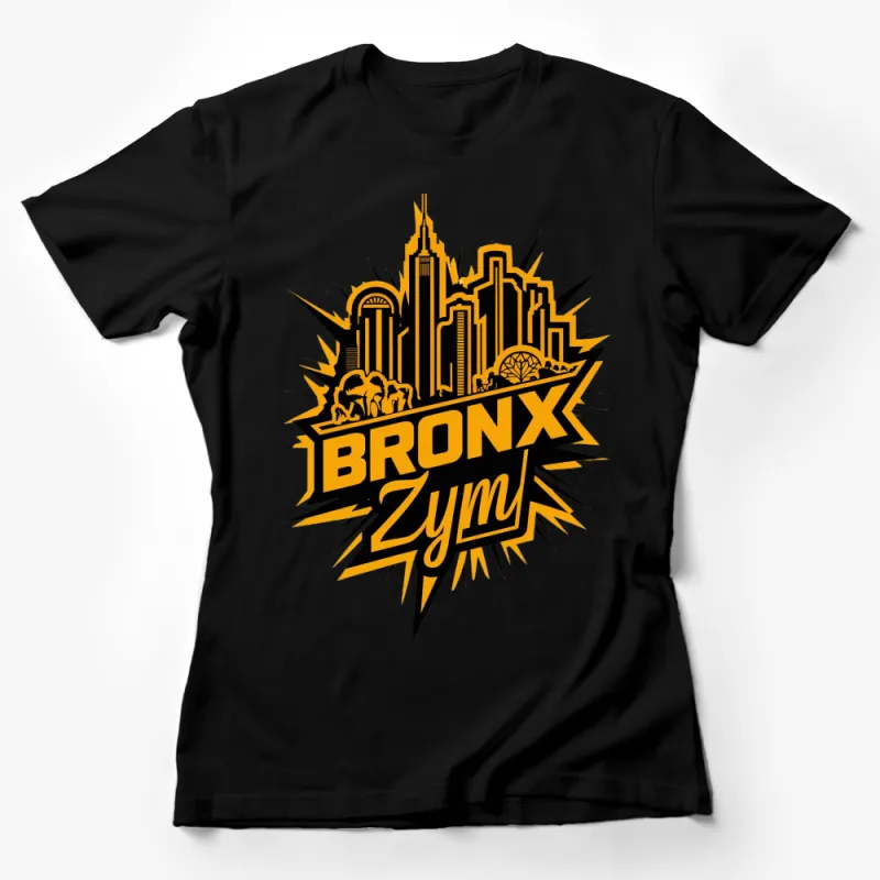 Bronx ZYM Graphic T-Shirt, Urban Skyline and Elephants Design Tee, Trendy New York City Inspired Streetwear Female T-Shirt