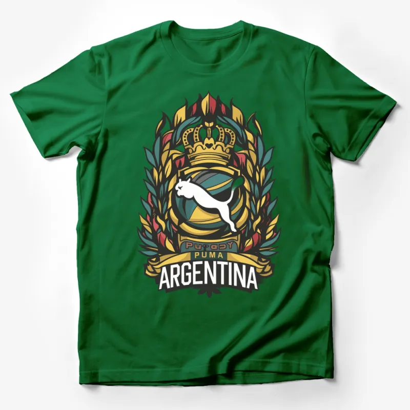 Argentina Puma Graphic T-Shirt, Vintage Inspired Coat of Arms Design, Unisex Tee Male T-Shirt