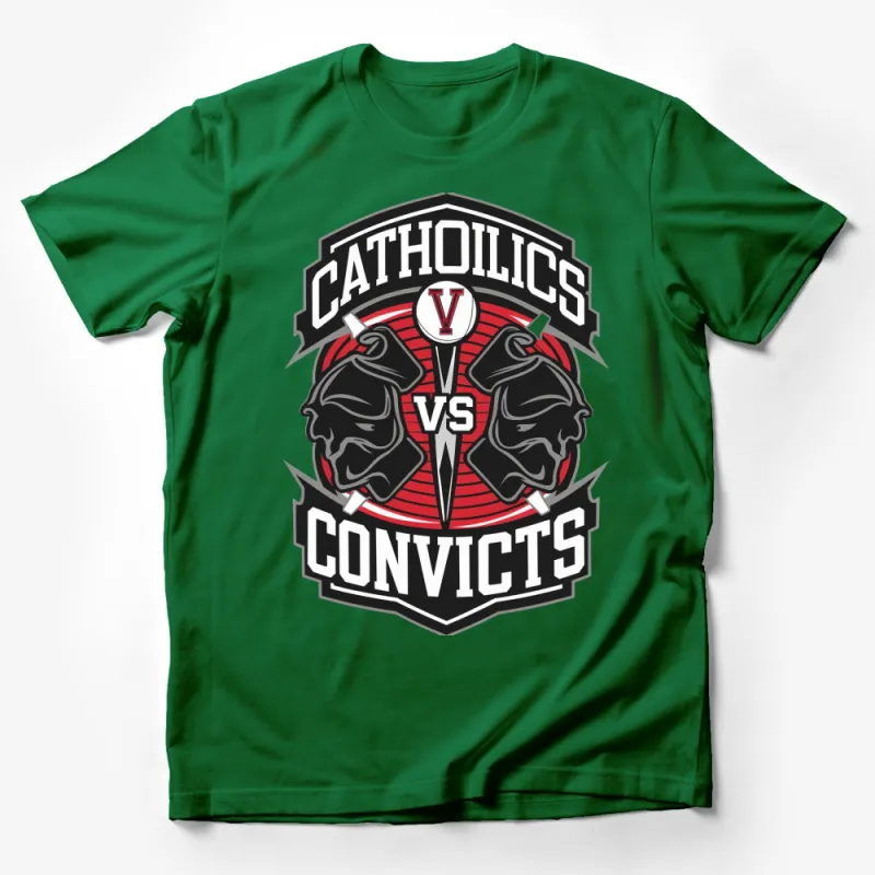 Catholics Vs Convicts Vintage Graphic T-Shirt, Classic Sports Game Shirt, Unisex Tee, Retro Style Male T-Shirt