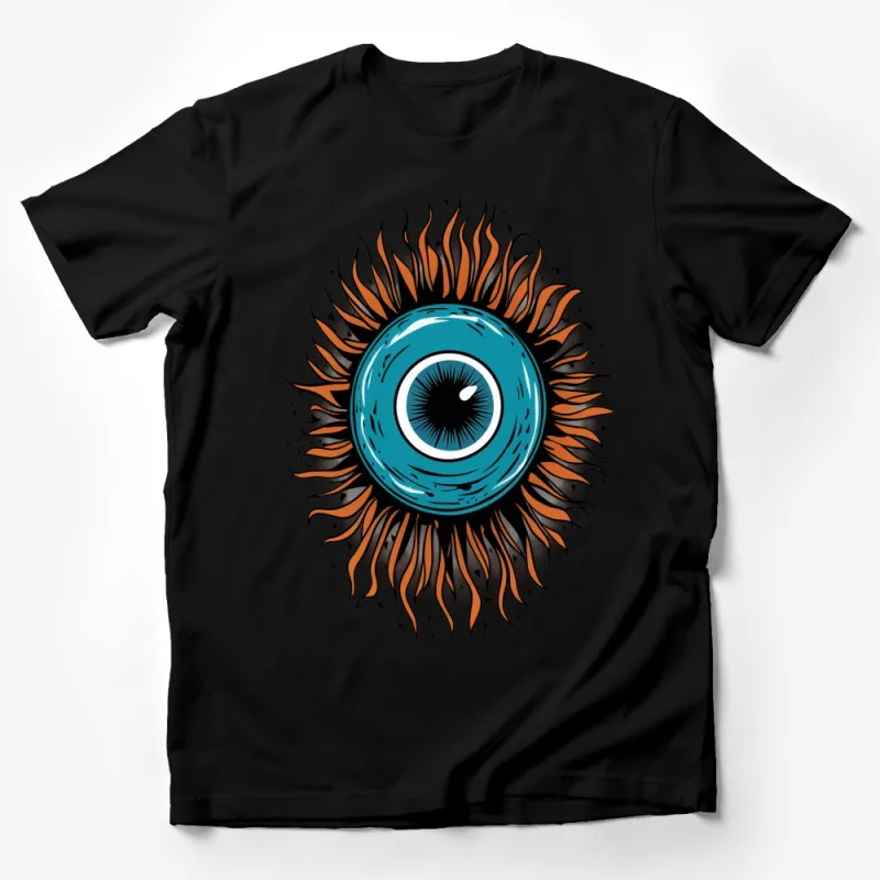 Unique Eye with Fiery Sun Rays Graphic T-Shirt, Cool Blue Eye Design, Unisex Tee Male T-Shirt