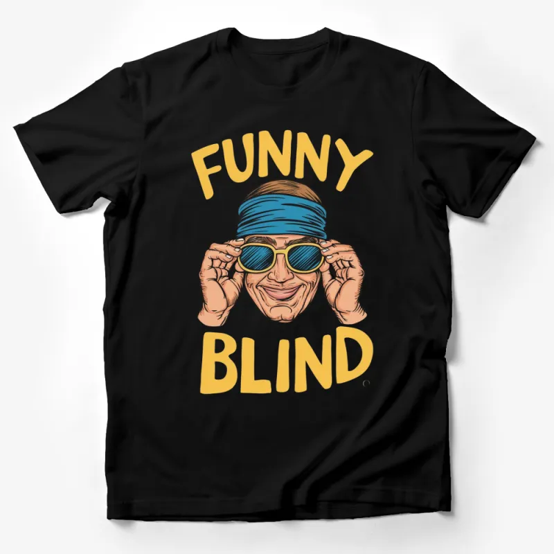 Funny Blind Man Graphic T-Shirt, Cool, Hipster Sunglasses and Turban Design, Unisex Tee Male T-Shirt