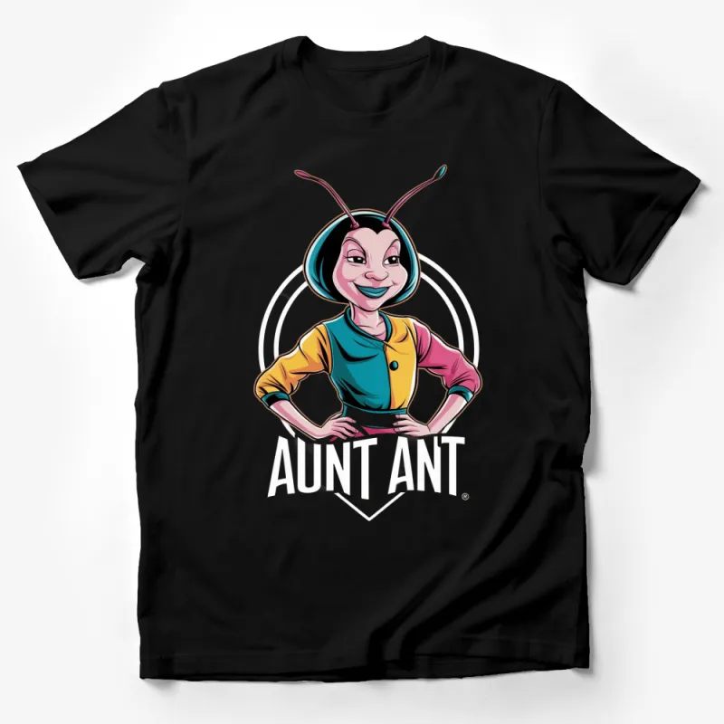 Aunt Ant Cartoon Character T-Shirt, Unique Funny Insect Graphic Tee, Colorful Casual Wear for All Male T-Shirt