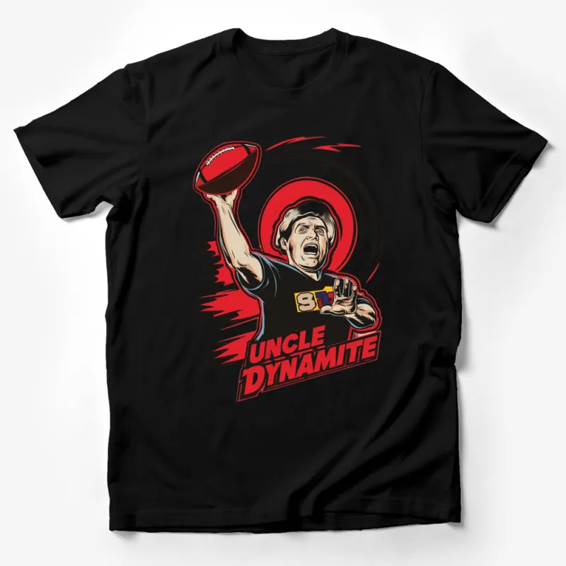 Uncle Dynamite Football Graphic T-Shirt, Retro Style Sports Fan Tee, Vintage Comic Art Inspired Design Male T-Shirt