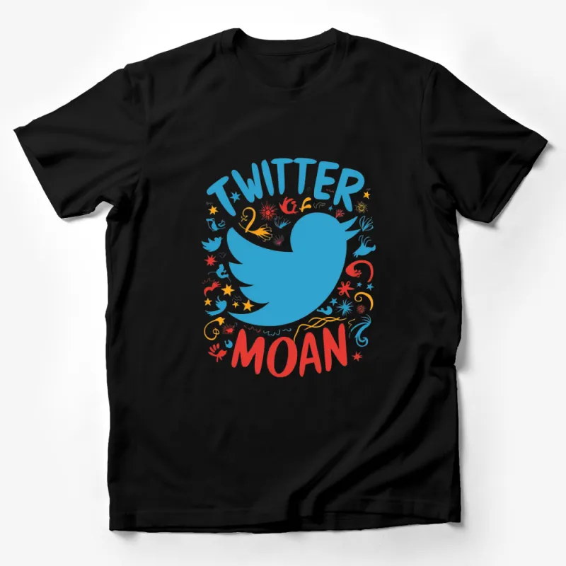 Twitter Moan Graphic T-Shirt, Colorful Social Media Inspired Tee, Unique Bird Design Casual Wear Male T-Shirt