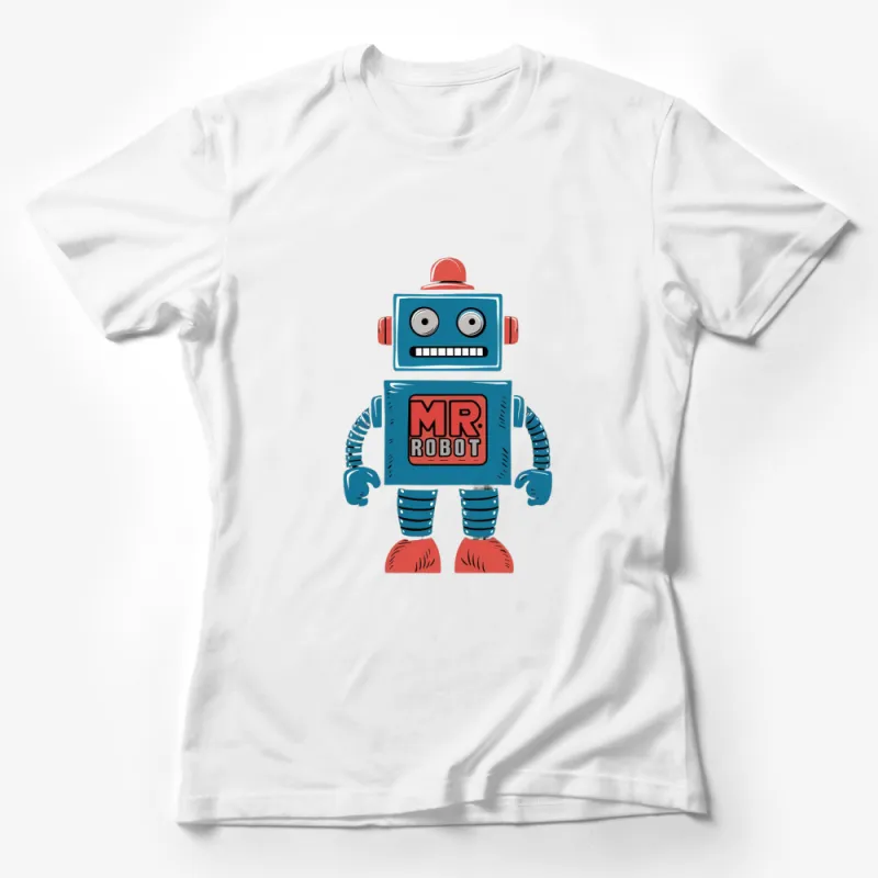 Vintage Mr. Robot T-Shirt, Retro Robot Graphic Tee, Cool Blue Robot Shirt for All Ages Female T-Shirt