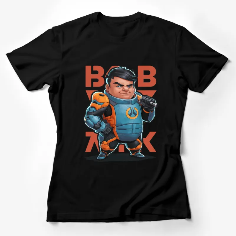 Fun Space Hero Cartoon Character T-Shirt, Bold Colorful Graphic Tee, Unisex Adult and Kids Sizes Female T-Shirt