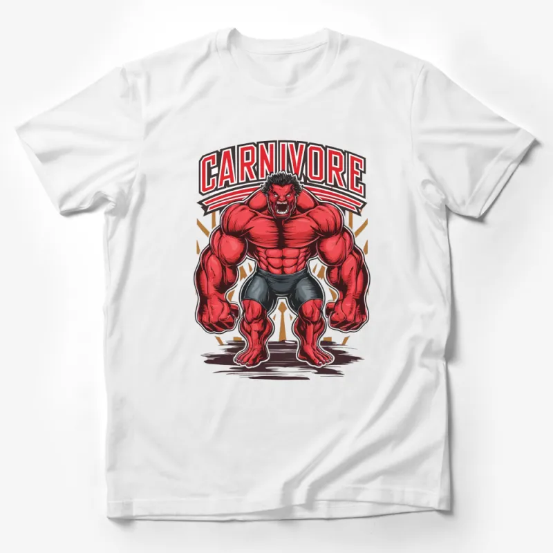 Carnivore Red Werewolf Graphic T-Shirt, Muscular Beast Design, Unique Men's Fashion, Bold Statement Shirt Male T-Shirt