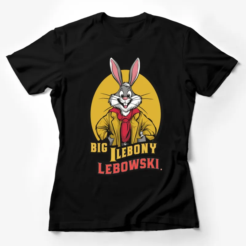 Big Lebony Lebowski Cartoon Rabbit T-Shirt, Funny Bunny Graphic Tee, Unique Animal Pop Culture Shirt Female T-Shirt