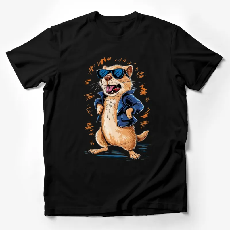 Cool Otter with Sunglasses Graphic T-Shirt, Stylish Animal Cartoon, Unisex Tee for All Ages Male T-Shirt