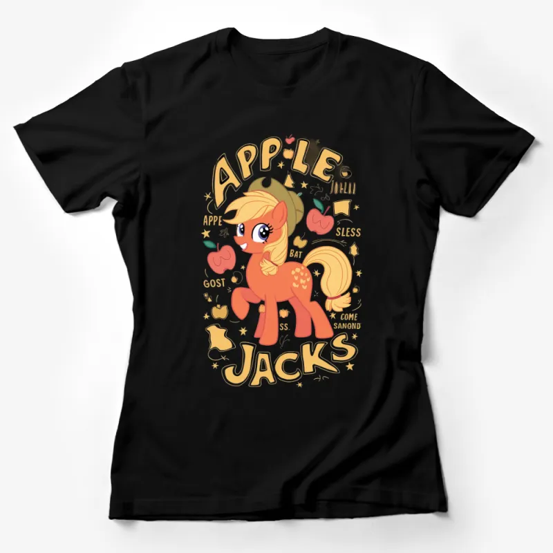 Apple Jacks Cartoon Pony T-Shirt, Cute Pony Graphic Tee, Kids' Fun Colorful T-Shirt, Unisex Youth Apparel Female T-Shirt