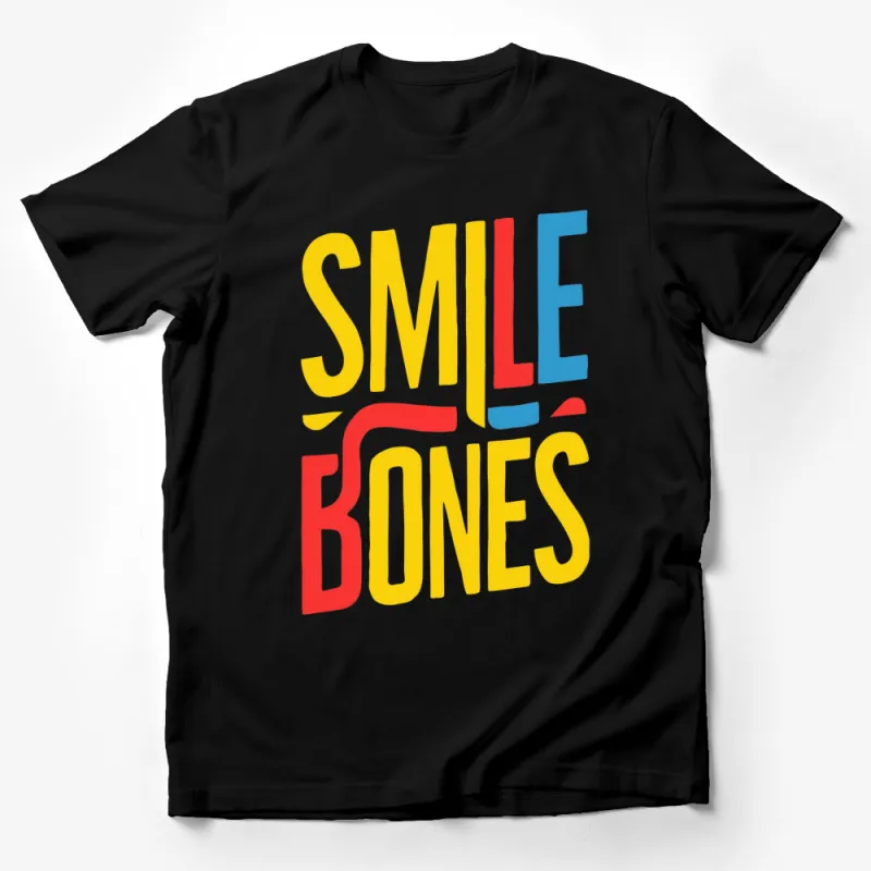 Colorful Smile Bones Graphic T-Shirt, Fun Bright Typography Tee, Unisex Casual Shirt, Trendy Graphic Top, Gift for All Male T-Shirt