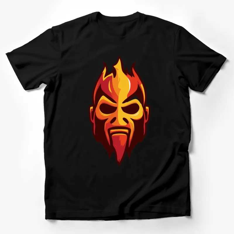 Flaming Skull Graphic T-Shirt, Bold Fire Design, Unisex Casual Wear, Vibrant Colors Male T-Shirt