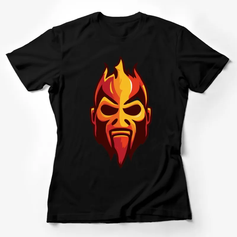 Flaming Skull Graphic T-Shirt, Bold Fire Design, Unisex Casual Wear, Vibrant Colors Female T-Shirt