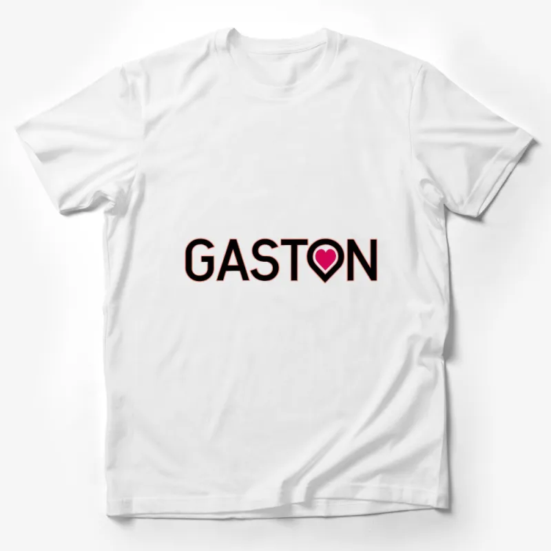 Gaston Love Heart Graphic T-Shirt, Cute Modern Lettering, Fashionable Casual Wear, Unisex Tee Male T-Shirt