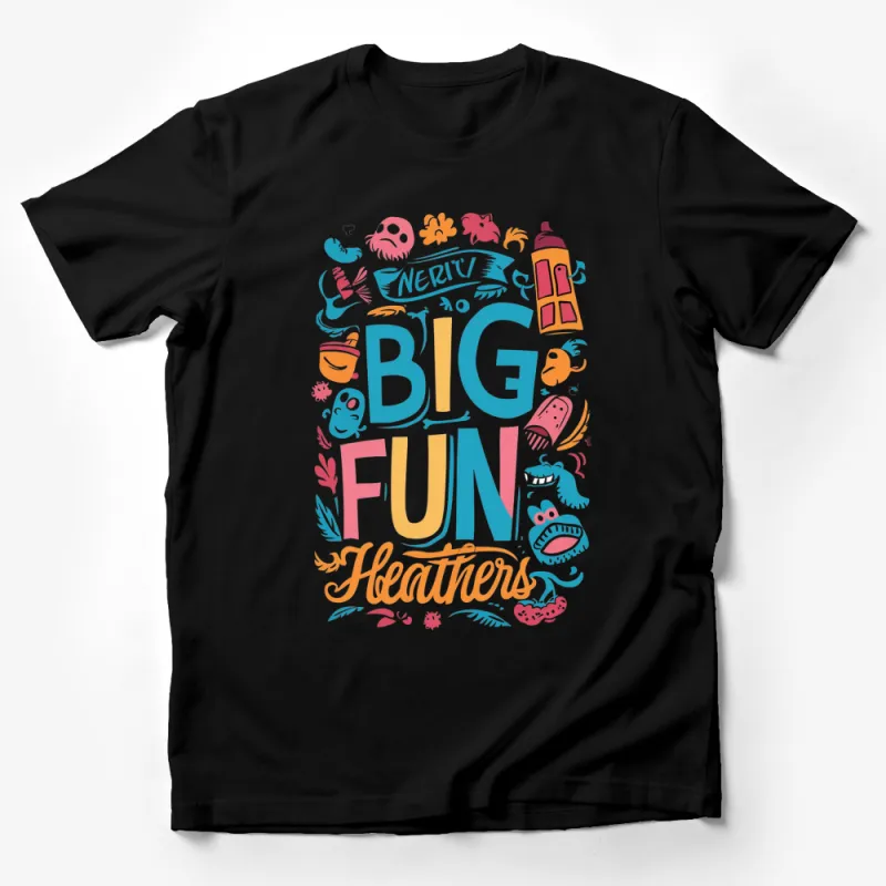 Colorful Big Fun Letters T-Shirt, Vibrant Typography Tee, Graphic Art Shirt, Fun Casual Wear Male T-Shirt