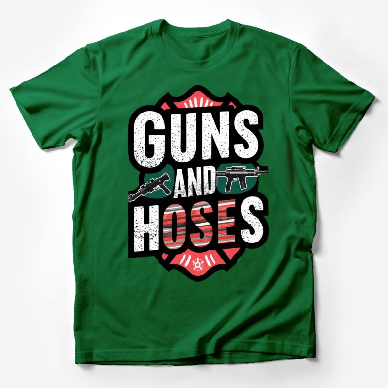 Firefighter and Police Support Tee, Guns and Hoses Graphic T-Shirt, First Responder Appreciation, Patriotic Shirt, Unisex Clothing Male T-Shirt